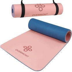 Overmont Premium TPE-yogamatten - met draagriem - 183 x 61 x 0,8 cm extra dikke oefenmat - milieuvriendelijke antislip trainingsmat anti-scheur pilatesmat - gymnastiekmatten voor thuis voor dames en