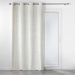 Douceur d'Intérieur, Analia Natural Blackout Curtain with Eyelets 140 x 240 cm Embossed Velvet