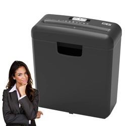Ediesi, Distruggi Documenti, per Casa, Ufficio, Tritadocumenti, fino a 6 fogli, per carte di credito, CD e DVD, portatile con cestino da 10 litri