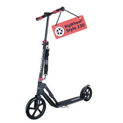 HUDORA Scooter BigWheel Style 230 Scooter de alumínio estável com grande superfície de passada, skate urbano ajustável e dobrável para até 120 kg, patinetes para jovens e adultos