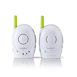 Nedis Monitor de audio para bebés, teléfonos inalámbricos para bebés con intercomunicador y alcance de 300 m, juego de 2, verde/blanco