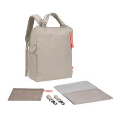LÄSSIG Baby skötryggsäck skötväska med skötunderlag, barnvagnsfäste, nätväska/GRE konverteringsryggsäck beige