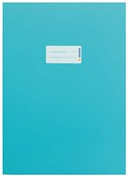HERMA 19755 Cardboard Notebook Covers DIN A4, Book Covers with Labelling Field Made of Sturdy and Extra Strong Paper, Set of 10 Exercise Book Protectors for School Notebooks, Turquoise