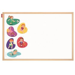 Memobe - Lavagna educativa – Gioco Sport Avventure! – per bambini – Lavagna bianca con stampa Sport – Scrivibile e magnetica – Lavagna da parete – Bianco – Pulibile – Telaio in legno – 60 x 40 cm