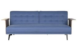 DRW Sofa Cama 2 plazas abatible Azul Madera eucalipto 149x76x77 cm