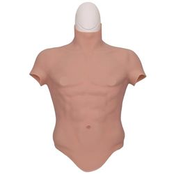 SUAISKR Traje de silicona realista para abdominales falsos, traje de cuerpo de silicona para cosplay y Halloween, bronce, Small