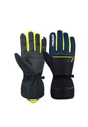 Reusch Guanti da sci da uomo Snow King garantiti, antivento e extra traspiranti, in softshell, 9,5, nero/blu/giallo