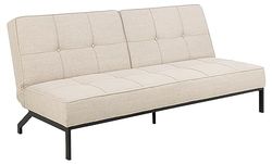 AC Design Furniture Bent Divano Letto Beige 3 Posizioni Letto Moderno 3 Posti Senza Braccioli Divano Imbottito Con Effetto Bicolore Gambe Nere, L 198 x H 87 x P 95 cm