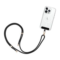 GRIFEMA GH02 Mobile Phone Lanyard - Adjustable Black Phone Strap Crossbody with Patch - Compatible with Most Smartphones - 0.75M