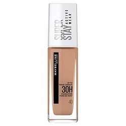 Maybelline New York Fondotinta Liquido SuperStay 30H Active Wear, Alta coprenza e lunghissima tenuta senza effetto maschera, Fawn (40), 30 ml