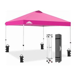EAGLE PEAK Tonnelle de Jardin Pliable 3x3m Pop-up Gazebo Tente Pliante Pavillon，avec Sac de Transportable à Roulette pour Camping, Plage, Jardin, Couleur Rose