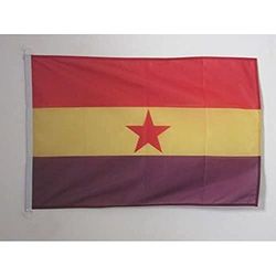 AZ FLAG - Drapeau Espagnol Républicain Etoile rouge Spécial Extérieur - 90x60 cm - Pavillon Nautique Espagne Républicaine En Maille Bloquée Avec Anneaux Plastiques Intégrés - 80g