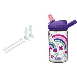 Camelbak Kids' Eddy Accessory Bottles, Clear, One Size & Eddy+ 14oz Kids Water Bottle - Rainbow Floral - 14oz/400ml