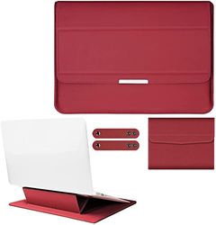 Visaccy Funda para portátil de 13 a 13.5 Pulgadas, Funda de Piel de Cordero para Laptop con función de Soporte, Compatible con MacBook Pro 14 M1 Pro MAX A2442/13.5 Surface Laptop 2021, Color Rojo