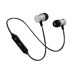 Bluetooth hoofdtelefoon, metaal, voor iPhone 11 Pro Max, draadloos, afstandsbediening, handsfree (zilverkleurig)