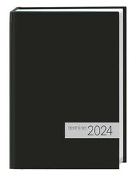 times&more Kalenderbuch 2024. Schwarzer Terminkalender mit flexiblem Umschlag. Handlicher Wochenplaner. Taschenkalender 2024 zum Planen von Terminen.
