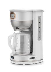 Muse Macchina da caffè MS-220 W | con brocca in vetro, display analogico per mantenere il caldo, capacità 10 tazze, colore bianco opaco