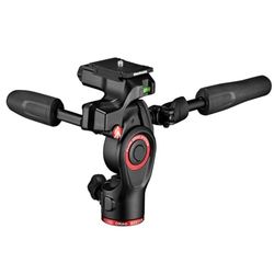 Manfrotto Befree 3-vägs levande kamerastativhuvud, aluminium, 6 kg nyttolast, för resestativ, med hopfällbara handtag, vätskedragsystem, för foto och video, vloggutrustning (MH01HY-3WUS), svart