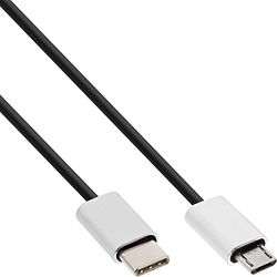 InLine® USB 2.0 cable – Type C Plug to Micro-B Plug/Aluminium Flexible black Black 1.5 m