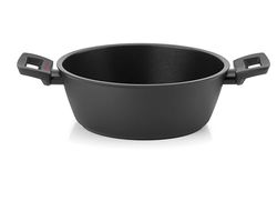Guzzini - Casseruola in alluminio con doppi manici, antiaderente, 24 cm, Nero "COOK&PLUS"