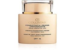 Collistar Foundation and Primer with Even Finish, SPF 15, Number 1 Ivory, Waterproof 2-in-1 Foundation, Creamy Texture with Smoothing Effect, High Coverage, for All Skin Types, 35 ml