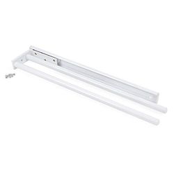 Emuca - Portasciugamani estraibile con 2 bracci, appendi asciugamani da bagno o cucina in alluminio colore bianco, lunghezza 440mm