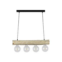 Homemania HOMBR_0301 Hanglamp, plafondlamp, hout, metaal, zwart, 70 x 8-12 x 110 cm