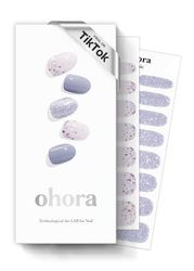 ohora Semi Cured Gel Nail Strips (N Afterglow) - Blue, Glitter, 30 Pcs for 2 Nail Cycles, UV Lamp Compatible, Salon-Quality, Long-Lasting & Easy to Apply, Includes 2 Prep Pads, Nail File & Stick