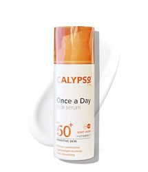 Calypso Once a Day Serum SPF50+, Serum with Vitamin C for Face and Neck, for Sensitive Skin. Very High Sun Protection. UVA + UVB Primer.