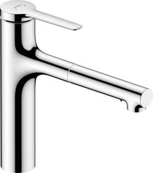 hansgrohe Zesis M33 - Keukenkraan met uittrekbare vuistdouche, met slangbox (sBox), 2 jets, Keukenmengkraan met uitloop hoogte 160 mm, Spoelbakkraan draaibaar, chroom