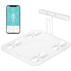 Intelligente badkamerweegschaal met 8 elektroden, precisieweegschaal bio-impedantie, digitale badkamerweegschaal, 18 essentiële metingen, voor Android en iOS