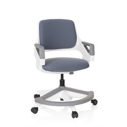 hjh OFFICE 640510 Chaise de Bureau pour Enfants et Adolescents Kid Flex Tissu Gris Chaise de Bureau évolutive, Repose-Pieds & Dossier réglables