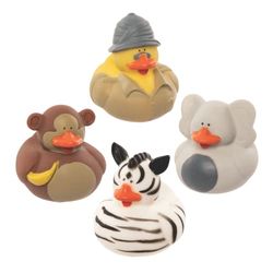 Baker Ross FE320 Pato de Goma de Safari - Paquete de 6, juguetes para bebés, rellenos de bolsas de fiesta para niños, mini juguetes para niños