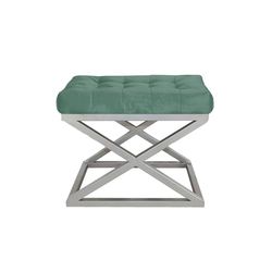 Atelier Del Soffa, snygg tofs med metallram, 50 cm bred, 42 cm höjd, 40 cm djup | 100% polyester babyface, silver och grön | Perfekt för moderna living utrymmen