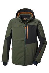 killtec Uomo Giacca da sci/giacca funzionale con cappuccio e paraneve con chiusura a cerniera KSW 71 MN SKI JCKT, dark moss, L, 41960-000