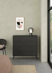 Dmora - Cassettiera Constance, Settimino multiuso, Comò camera da letto, Mobile con cassetti, 99x40 h96 cm, Nero