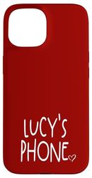 Lucy's Phone Prénom personnalisé Blanc Bordeaux Rouge Coque pour iPhone 15