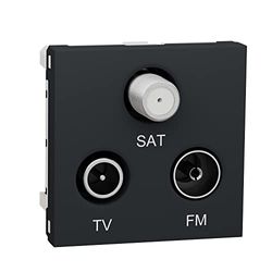 Schneider Electric NU345054 Unica - TV stopcontact + FM + SAT - 2 mod - antraciet - alleen mechanisme