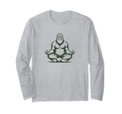Yoga Squatch Minimalist Mindfulness Bigfoot Sasquatch Manga Larga