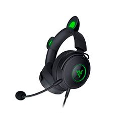 Razer Kraken Kitty Edition V2 Pro - Casque Gaming Filaire RGB avec Oreilles Interchangeables (Oreilles interchangeables, Eclairage Réactif au Streaming, Haut-parleurs Titanium de 50mm) Noir