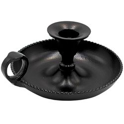 Dekohelden24 Metal Holder in Black, for Taper Candles, with Handle, Size: L/W/H Approx. 15 x 14 x 7 cm, 7 cm