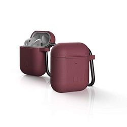 U by UAG [U] Dot Soft-Touch Silicone Case Apple Airpods 2 (2019) / Apple Airpods 1 (2016) Funda [Compatible Carga inalámbrica (LED Visible), Lightning-Conector Cubierta, mosquetón] Aubergine