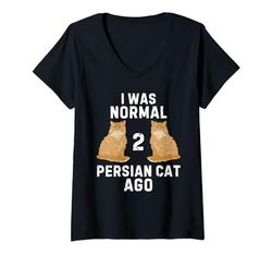 Mujer Vintage Lindo Gato Persa Yo Era Normal 2 Gato Persa Hace Camiseta Cuello V