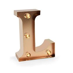 Legami - Mini Lettre décorative Lumineuse, Crochet arrière pour accrocher la Lettre au Mur, Bouton Marche/arrêt, 3 Piles déjà incluses, lumière Couleur Blanche Chaude, Lettre L