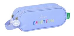 Safta BENETTON Paars dubbel etui voor kinderen, ideaal voor kinderen op schoolleeftijd, comfortabel en veelzijdig, kwaliteit en duurzaamheid, 21 x 6 x 8 cm, Lila, M, Casual