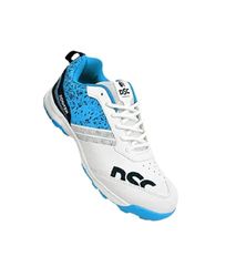 DSC Zooter Professional Cricket Shoes for Men | Toe and Heel Protection | Multilayer Cushioning | Supersoft and Flexibility | Rubber Outsole | Durability (White/Blue, Size: EU 39, UK 5, US 6)
