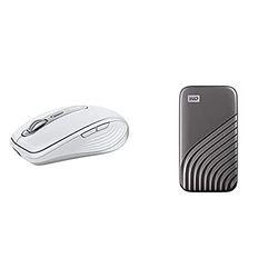 Logitech MX Anywhere 3 for Mac – Compact Performance Mouse with WD 500GB My Passport Portable SSD with NVMe Technology