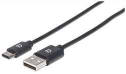 Manhattan USB-C till USB-A-kabel, 2 m, hane till hane, 5 Gbps (USB 3.2 Gen1 aka USB 3.0), 3A, svart, påse