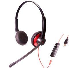 ADDASOUND EPIC502 UC - Auriculares binaurales con 3,5 mm y Conexiones USB, micrófono con cancelación de Ruido, Compatible con Skype, Avaya, Cisco, Lync