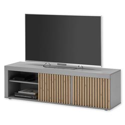 Stella Trading Jasper lowboard, Effetto, Moderno Mobile per TV con Molto Spazio per Il Vostro Soggiorno, Materiale: Legno, Grigio/Rovere Artisan, 150 x 40 x 40 cm